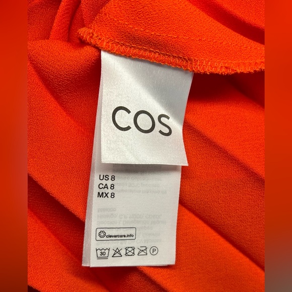 Cos Elegant Orange Pleated Skirt Size 8 - Picture 10 of 10